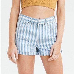 NWOT Blue & White Denim Striped High-Waist Shorts